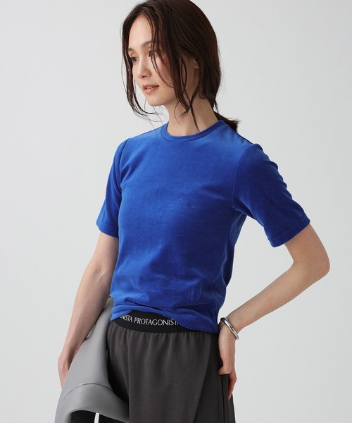 PROTAGONISTA(プロタゴニスタ)の「【PROTAGONISTA】ベロアTEE(Tシャツ/カットソー・レディース・ダークブルー/グレー・フリー)」の12枚目の写真