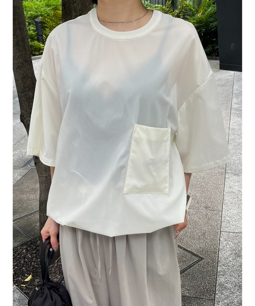 RIM.ARK(リムアーク)の「Paper like light PO ペーパーライク ライト プルオーバー(Tシャツ/カットソー・レディース・ブラック/ホワイト/ライトグレー/ブラウン・FREE)」の2枚目の写真