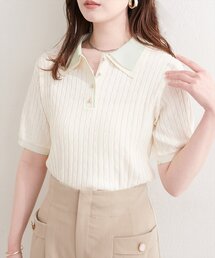 natural couture | ダブルカラーポロニットプルオーバー(ニット/セーター)