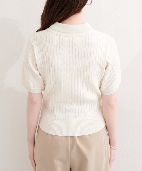 natural couture(ナチュラルクチュール)の「ダブルカラーポロニットプルオーバー(ニット/セーター・レディース・ブラック/グレー/オフホワイト/ピンク・FREE)」の5枚目の写真