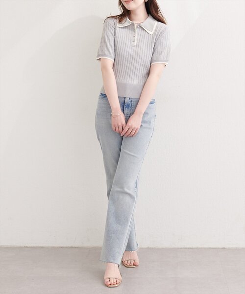natural couture(ナチュラルクチュール)の「ダブルカラーポロニットプルオーバー(ニット/セーター・レディース・ブラック/グレー/オフホワイト/ピンク・FREE)」の13枚目の写真