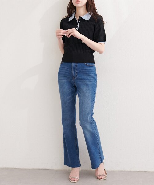 natural couture(ナチュラルクチュール)の「ダブルカラーポロニットプルオーバー(ニット/セーター・レディース・ブラック/グレー/オフホワイト/ピンク・FREE)」の18枚目の写真