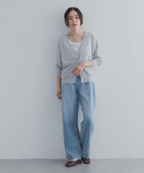 URBAN RESEARCH DOORS(アーバンリサーチドアーズ)の「リネン混Vネックショートカーディガン | 日よけ/UV対策/羽織(カーディガン/ボレロ・レディース・ベージュ系その他/ネイビー/ライトグレー・FREE)」の10枚目の写真
