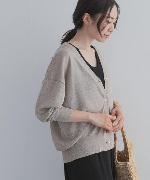 URBAN RESEARCH DOORS(アーバンリサーチドアーズ)の「リネン混Vネックショートカーディガン | 日よけ/UV対策/羽織(カーディガン/ボレロ・レディース・ベージュ系その他/ネイビー/ライトグレー・FREE)」の16枚目の写真
