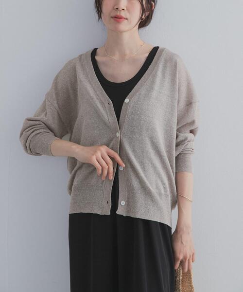 URBAN RESEARCH DOORS(アーバンリサーチドアーズ)の「リネン混Vネックショートカーディガン | 日よけ/UV対策/羽織(カーディガン/ボレロ・レディース・ベージュ系その他/ネイビー/ライトグレー・FREE)」の18枚目の写真