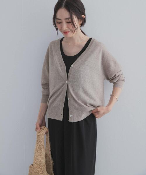 URBAN RESEARCH DOORS(アーバンリサーチドアーズ)の「リネン混Vネックショートカーディガン | 日よけ/UV対策/羽織(カーディガン/ボレロ・レディース・ベージュ系その他/ネイビー/ライトグレー・FREE)」の19枚目の写真