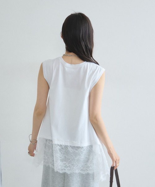 &. NOSTALGIA(アンドドットノスタルジア)の「裾レースイレヘムノースリT(Tシャツ/カットソー・レディース・ブラック/オフホワイト・M)」の19枚目の写真