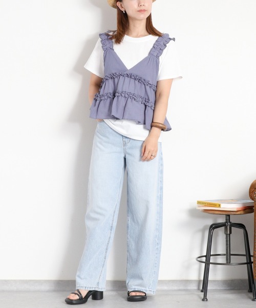 cepo(セポ)の「〈セットアイテム〉2wayフリルビスチェ+半袖Tee アンサンブル(アンサンブル・レディース・ブルー/ブラック・M)」の4枚目の写真