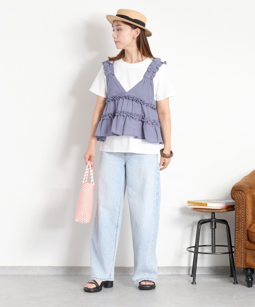cepo(セポ)の「〈セットアイテム〉2wayフリルビスチェ+半袖Tee アンサンブル(アンサンブル・レディース・ブルー/ブラック・M)」の9枚目の写真