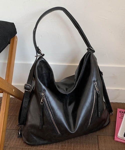 HAILY(ヘイリー)の「フロントジップ2WAY変形ショルダーバッグ/A4サイズ対応(ショルダーバッグ・レディース・ダークブラウン/ブラック・FREE)」の9枚目の写真