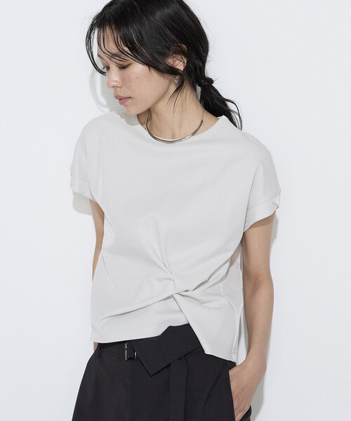 K.T KIYOKO TAKASE(キヨコタカセ)の「〔 Sサイズ 〕 コットン強撚ポンチ デザインタックシャツ(Tシャツ/カットソー・レディース・サックスブルー/ホワイト/ブラウン/シャンパン・5号)」の16枚目の写真