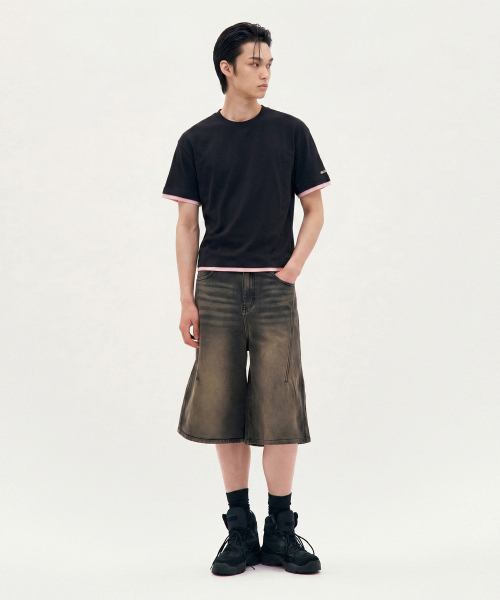 PROCESS(プロセス)の「Layered crop tee - Black(Tシャツ/カットソー・メンズ・ブラック・FREE)」の3枚目の写真