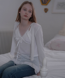 See-Through Soft Cardigan [White]