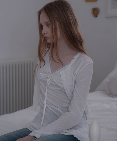 DEHEVE（デヘヴェ）の「See-Through Soft Cardigan [White]（カーディガン/ボレロ・レディース・ホワイト・SMALL/MEDIUM）」の3枚目の写真