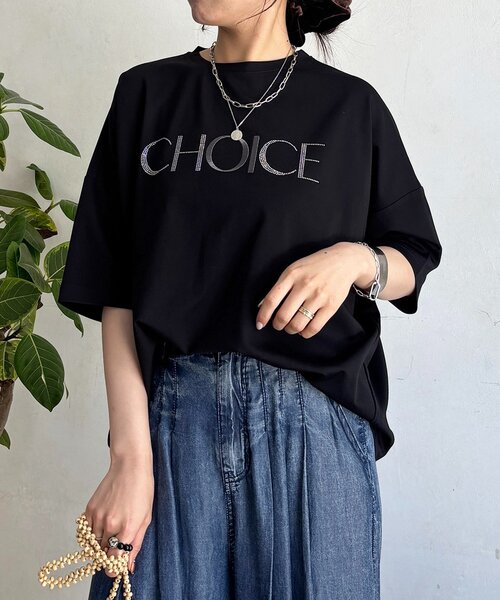 un dix cors(アンディコール)の「ビジューロゴTEE(Tシャツ/カットソー・レディース・ブラック/オフホワイト/サックスブルー・FREE)」の3枚目の写真