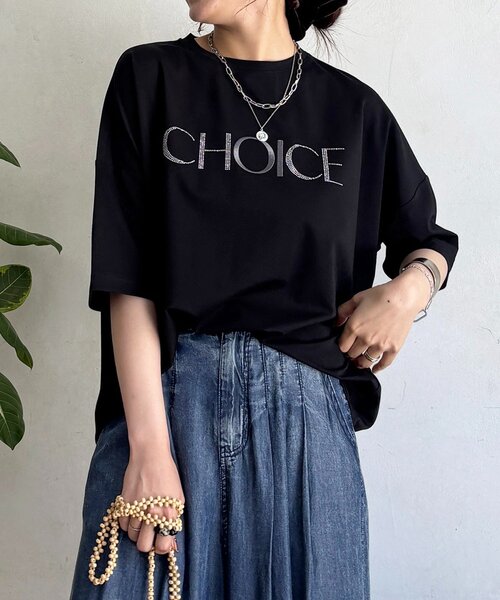un dix cors(アンディコール)の「ビジューロゴTEE(Tシャツ/カットソー・レディース・ブラック/オフホワイト/サックスブルー・FREE)」の4枚目の写真