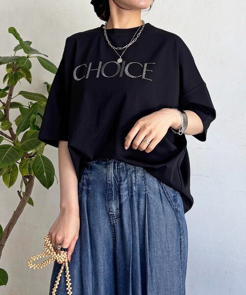 un dix cors(アンディコール)の「ビジューロゴTEE(Tシャツ/カットソー・レディース・ブラック/オフホワイト/サックスブルー・FREE)」の7枚目の写真