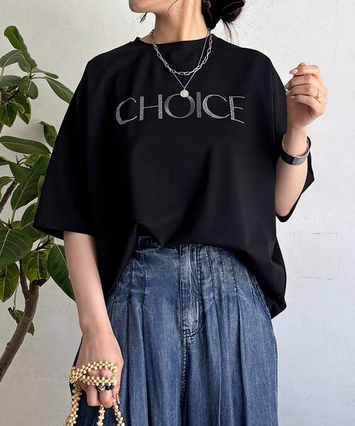 un dix cors(アンディコール)の「ビジューロゴTEE(Tシャツ/カットソー・レディース・ブラック/オフホワイト/サックスブルー・FREE)」の8枚目の写真