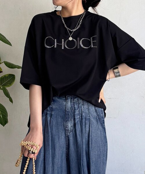 un dix cors(アンディコール)の「ビジューロゴTEE(Tシャツ/カットソー・レディース・ブラック/オフホワイト/サックスブルー・FREE)」の9枚目の写真