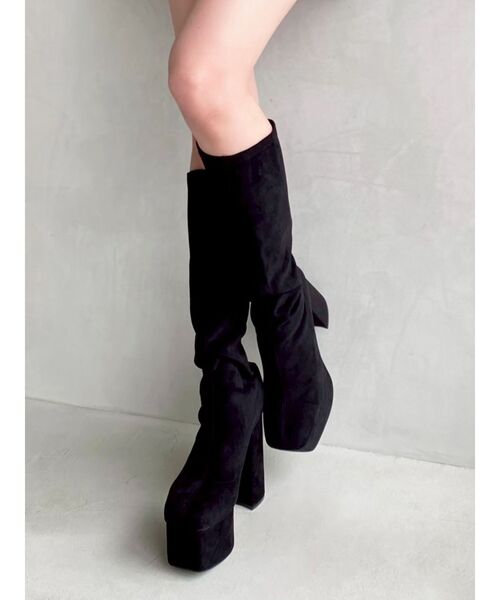 RESEXXY(リゼクシー)の「ストレッチミドルブーツ(ブーツ・レディース・その他1/ブラック/アイボリー・LARGE/MEDIUM/SMALL)」の3枚目の写真