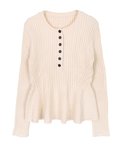 miette(ミエット)の「ペプラムヘンリーネックニットカーディガン(カーディガン/ボレロ・レディース・ブラック/カーキ/ライトベージュ・FREE)」の4枚目の写真