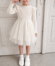aimoha（アイモハ）の「【aimoha KIDS】チュールスカートドッキングニットワンピース（ワンピース）」
