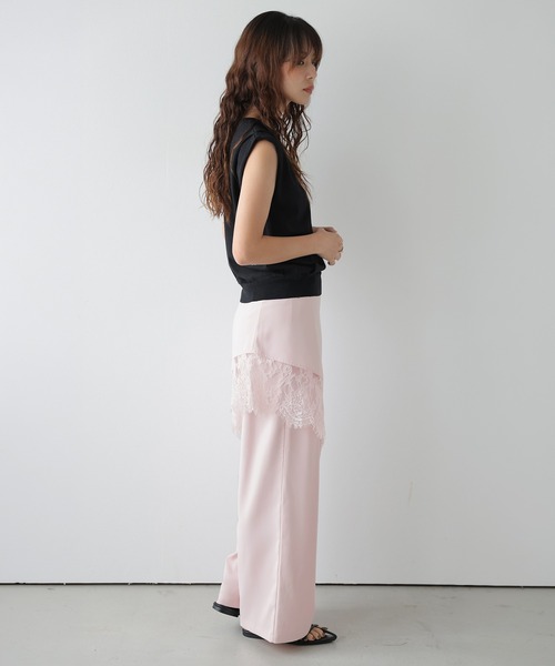 AMELY(エミリー)の「レースレイヤードワイドパンツ(その他パンツ・レディース・モカ/ホワイト/ブラック/ピンク・L/M)」の13枚目の写真