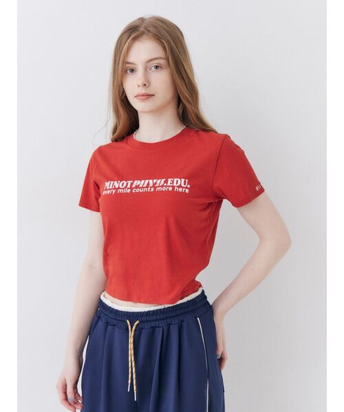 Ungrid(アングリッド)の「コンパクトロゴTee(Tシャツ/カットソー・レディース・ボルドー/オフホワイト/チャコールグレー・FREE)」の5枚目の写真