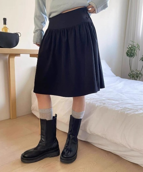Vipoa(ヴィポア)の「Gather low midi skirt(スカート・レディース・ブラック/チャコールグレー・FREE)」の14枚目の写真