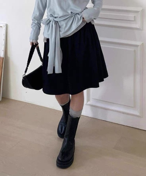 Vipoa(ヴィポア)の「Gather low midi skirt(スカート・レディース・ブラック/チャコールグレー・FREE)」の17枚目の写真