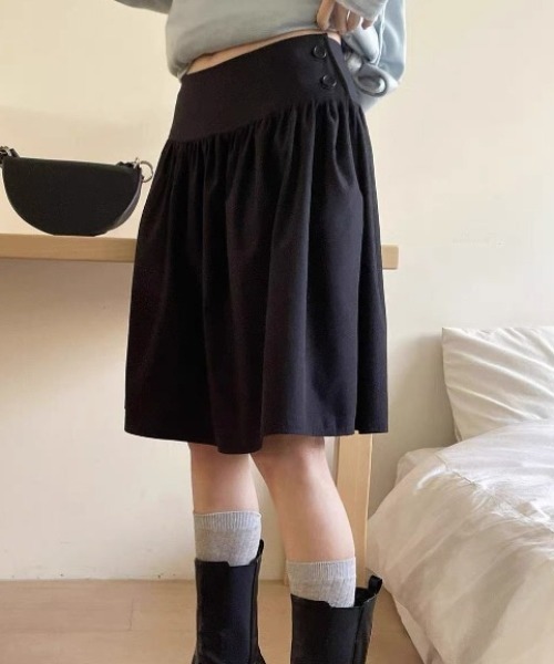 Vipoa(ヴィポア)の「Gather low midi skirt(スカート・レディース・ブラック/チャコールグレー・FREE)」の18枚目の写真