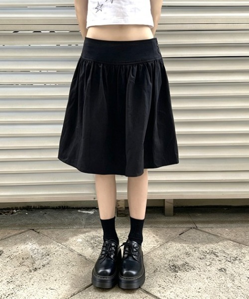 Vipoa(ヴィポア)の「Gather low midi skirt(スカート・レディース・ブラック/チャコールグレー・FREE)」の3枚目の写真