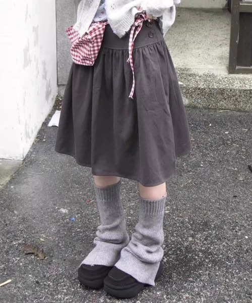 Vipoa(ヴィポア)の「Gather low midi skirt(スカート・レディース・ブラック/チャコールグレー・FREE)」の6枚目の写真