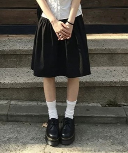 Vipoa(ヴィポア)の「Gather low midi skirt(スカート・レディース・ブラック/チャコールグレー・FREE)」の8枚目の写真