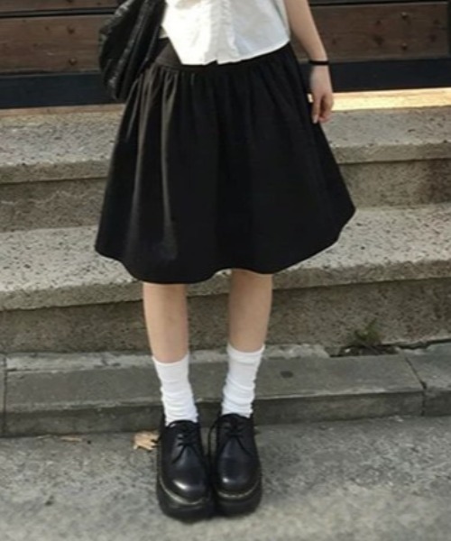 Vipoa(ヴィポア)の「Gather low midi skirt(スカート・レディース・ブラック/チャコールグレー・FREE)」の9枚目の写真