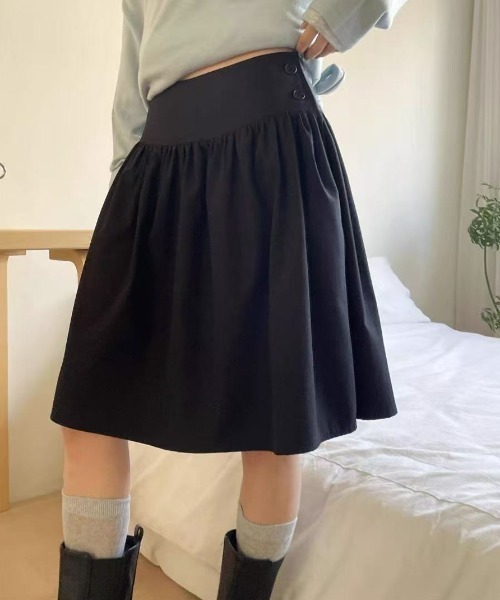 Vipoa(ヴィポア)の「Gather low midi skirt(スカート・レディース・ブラック/チャコールグレー・FREE)」の7枚目の写真