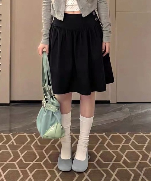 Vipoa(ヴィポア)の「Gather low midi skirt(スカート・レディース・ブラック/チャコールグレー・FREE)」の11枚目の写真