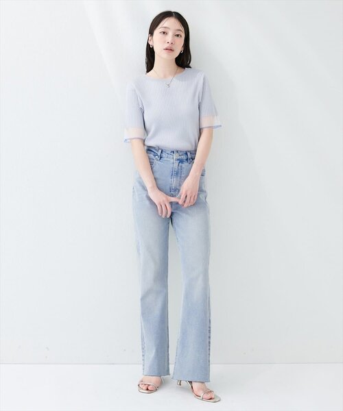 natural couture(ナチュラルクチュール)の「セルフカットストレッチデニムフレアパンツ(デニムパンツ・レディース・ブルー/サックスブルー/ブラウン・LARGE/MEDIUM/SMALL)」の8枚目の写真