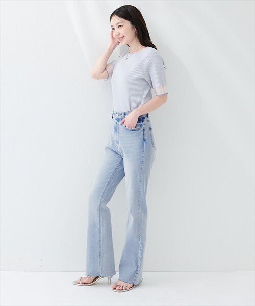 natural couture(ナチュラルクチュール)の「セルフカットストレッチデニムフレアパンツ(デニムパンツ・レディース・ブルー/サックスブルー/ブラウン・LARGE/MEDIUM/SMALL)」の9枚目の写真