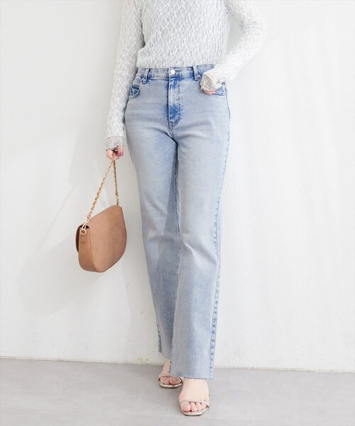 natural couture(ナチュラルクチュール)の「セルフカットストレッチデニムフレアパンツ(デニムパンツ・レディース・ブルー/サックスブルー/ブラウン・LARGE/MEDIUM/SMALL)」の17枚目の写真