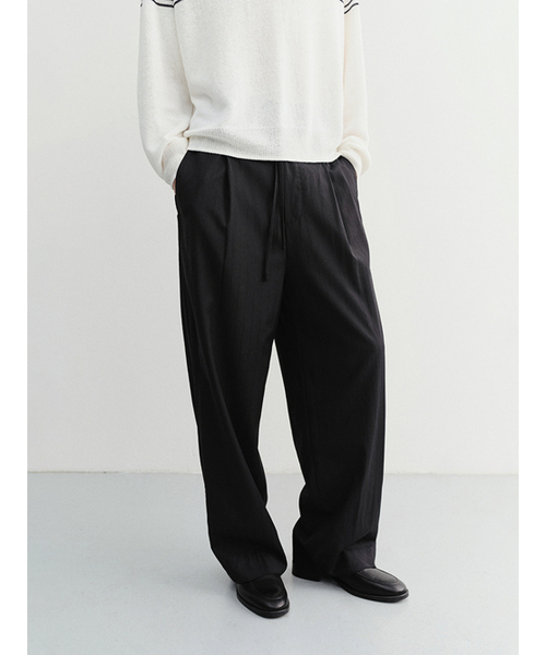DUNST FOR MEN(ダンストフォーメン)の「LOUNGE WOOL SLACKS_UDPA6B321_BLACK STRIPE(スラックス・メンズ・ブラック・SMALL/MEDIUM/LARGE)」の2枚目の写真