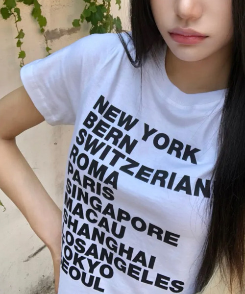 VIVID LADY(ビビッドレディー)の「シティロゴプリント 半袖Tシャツ(Tシャツ/カットソー・レディース・ホワイト/ブラック/ミント/イエロー・FREE)」の6枚目の写真