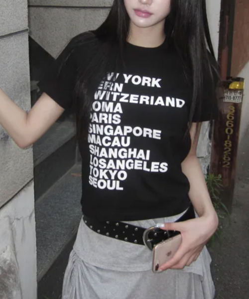 VIVID LADY(ビビッドレディー)の「シティロゴプリント 半袖Tシャツ(Tシャツ/カットソー・レディース・ホワイト/ブラック/ミント/イエロー・FREE)」の12枚目の写真