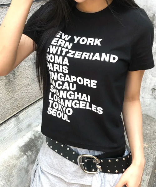 VIVID LADY(ビビッドレディー)の「シティロゴプリント 半袖Tシャツ(Tシャツ/カットソー・レディース・ホワイト/ブラック/ミント/イエロー・FREE)」の13枚目の写真