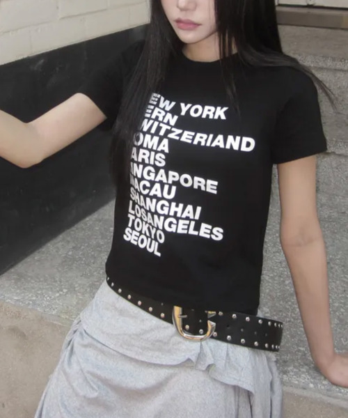 VIVID LADY(ビビッドレディー)の「シティロゴプリント 半袖Tシャツ(Tシャツ/カットソー・レディース・ホワイト/ブラック/ミント/イエロー・FREE)」の16枚目の写真