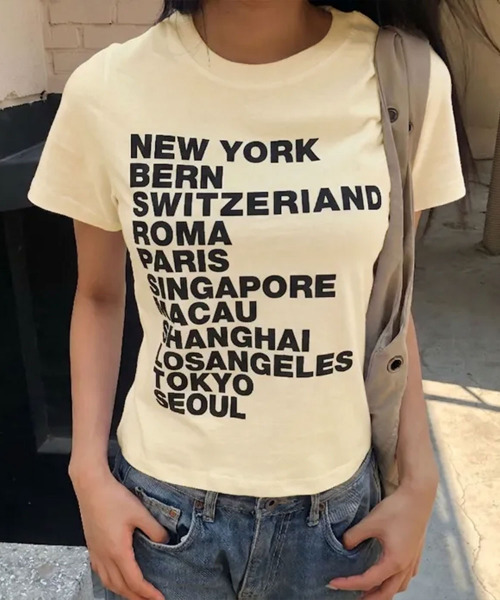 VIVID LADY(ビビッドレディー)の「シティロゴプリント 半袖Tシャツ(Tシャツ/カットソー・レディース・ホワイト/ブラック/ミント/イエロー・FREE)」の17枚目の写真