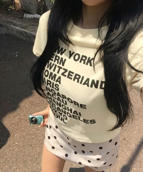 VIVID LADY(ビビッドレディー)の「シティロゴプリント 半袖Tシャツ(Tシャツ/カットソー・レディース・ホワイト/ブラック/ミント/イエロー・FREE)」の18枚目の写真