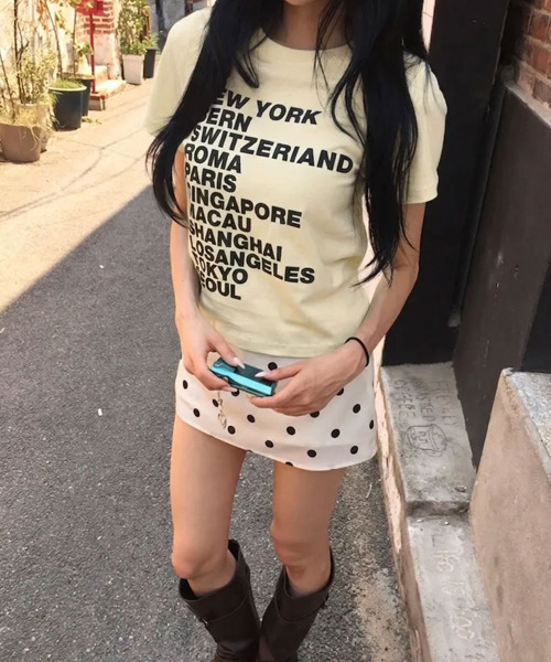 VIVID LADY(ビビッドレディー)の「シティロゴプリント 半袖Tシャツ(Tシャツ/カットソー・レディース・ホワイト/ブラック/ミント/イエロー・FREE)」の19枚目の写真