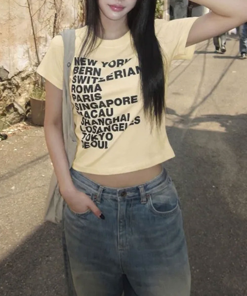 VIVID LADY(ビビッドレディー)の「シティロゴプリント 半袖Tシャツ(Tシャツ/カットソー・レディース・ホワイト/ブラック/ミント/イエロー・FREE)」の21枚目の写真