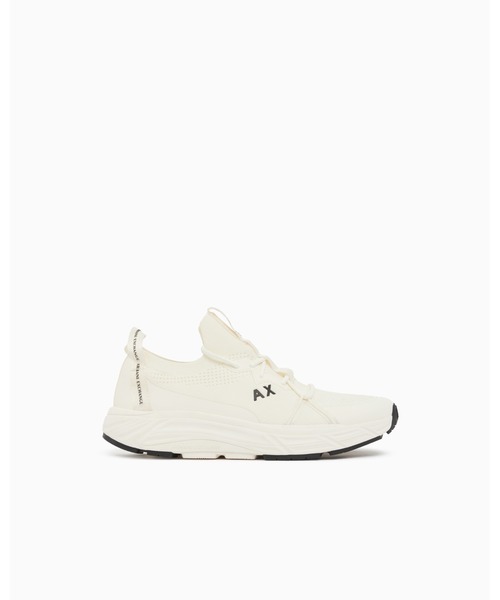 ARMANI EXCHANGE(アルマーニエクスチェンジ)の「【A|X アルマーニ エクスチェンジ】ストレッチニット レースアップスニーカー(スニーカー・メンズ・オフホワイト・5.5/7.5/9.5/9/8.5/8/7/6.5/6/10)」の1枚目の写真